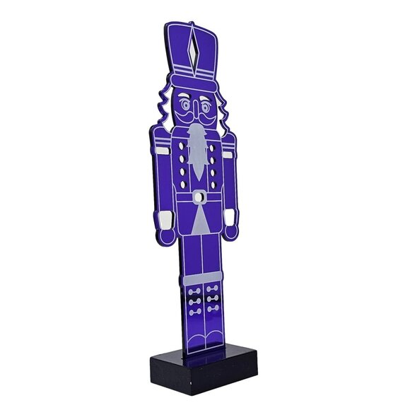 Purple Acrylic Christmas Nutcracker with Cut Outs to Shine Light Though - Picture 2 of 4